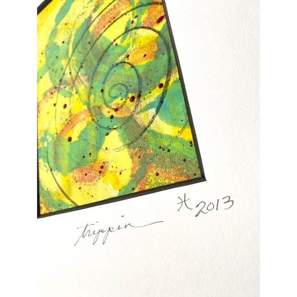 Original Art ‘Trippin’ Encaustic Wax Painting Matted 11"x14" Frame Ready - Picture 4 of 6